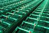 Green shopping trolleys